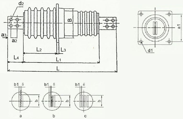 CWWB-10KV/2000-4000A户内外铜导体高压穿墙套管